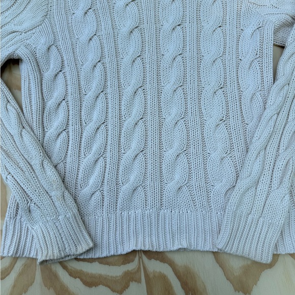 Lauren Ralph Lauren Cable Knit Turtleneck Sweater Cream Size L Chunky Pullover - Picture 5 of 11